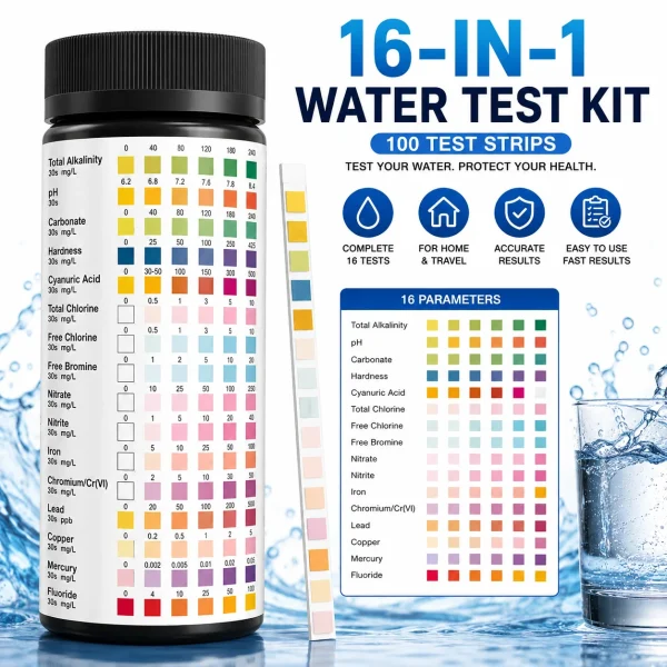 16-in-1 Water Test Strips, 100 Count