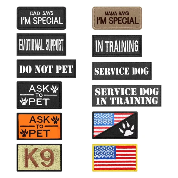 12-Piece Tactical Dog Vest Patch Set, Custom ID