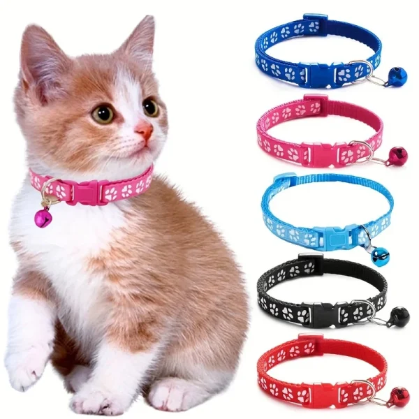 Colorful Pattern Cat Collar with Bell, Adjustable